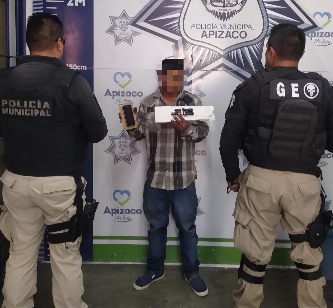 Asegura Policía Municipal de Apizaco a masculino por asalto con violencia a menor de edad